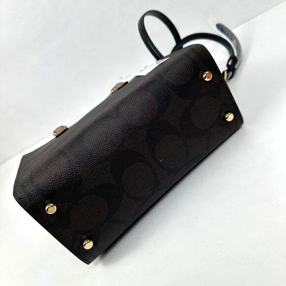 Coach Maggie Small Tote Bag In Blocked Signature Canvas Gold/Walnut/Tan CY676 - Picture 5 of 13